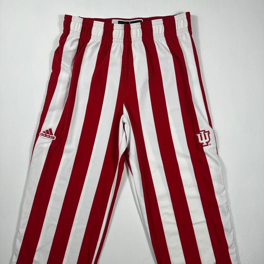 Indiana University Adidas Warmup Pants Mens Medium Candy Stripe Red Tear Away